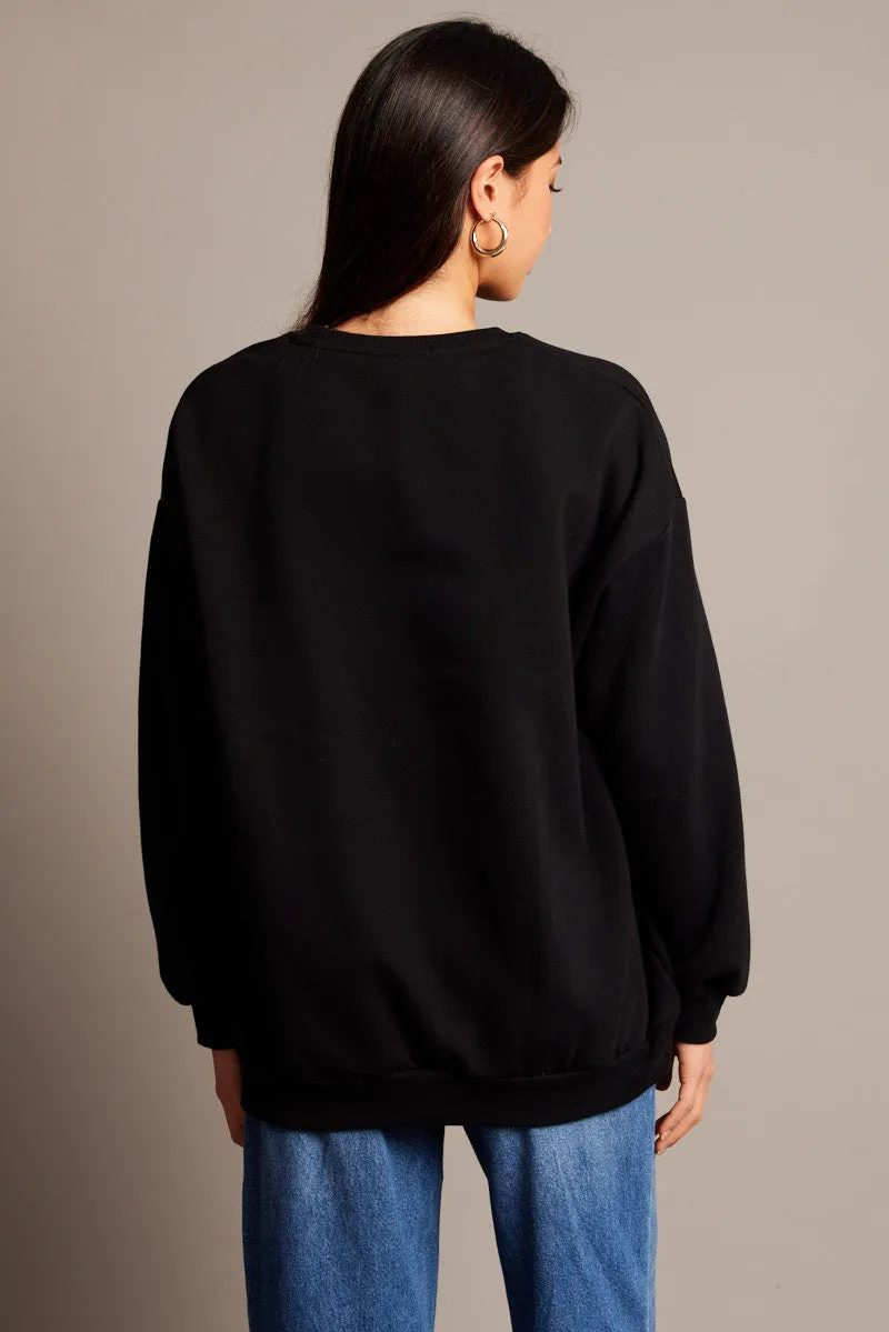 Black Graphic Sweater Long Sleeve sold by Ally Fashion product image thumbnail 5