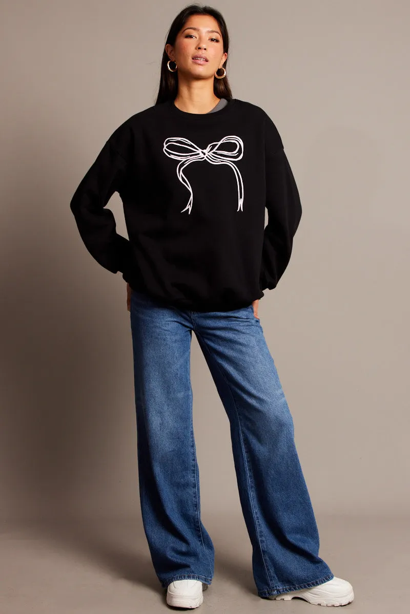 Black Graphic Sweater Long Sleeve sold by Ally Fashion product image thumbnail 2