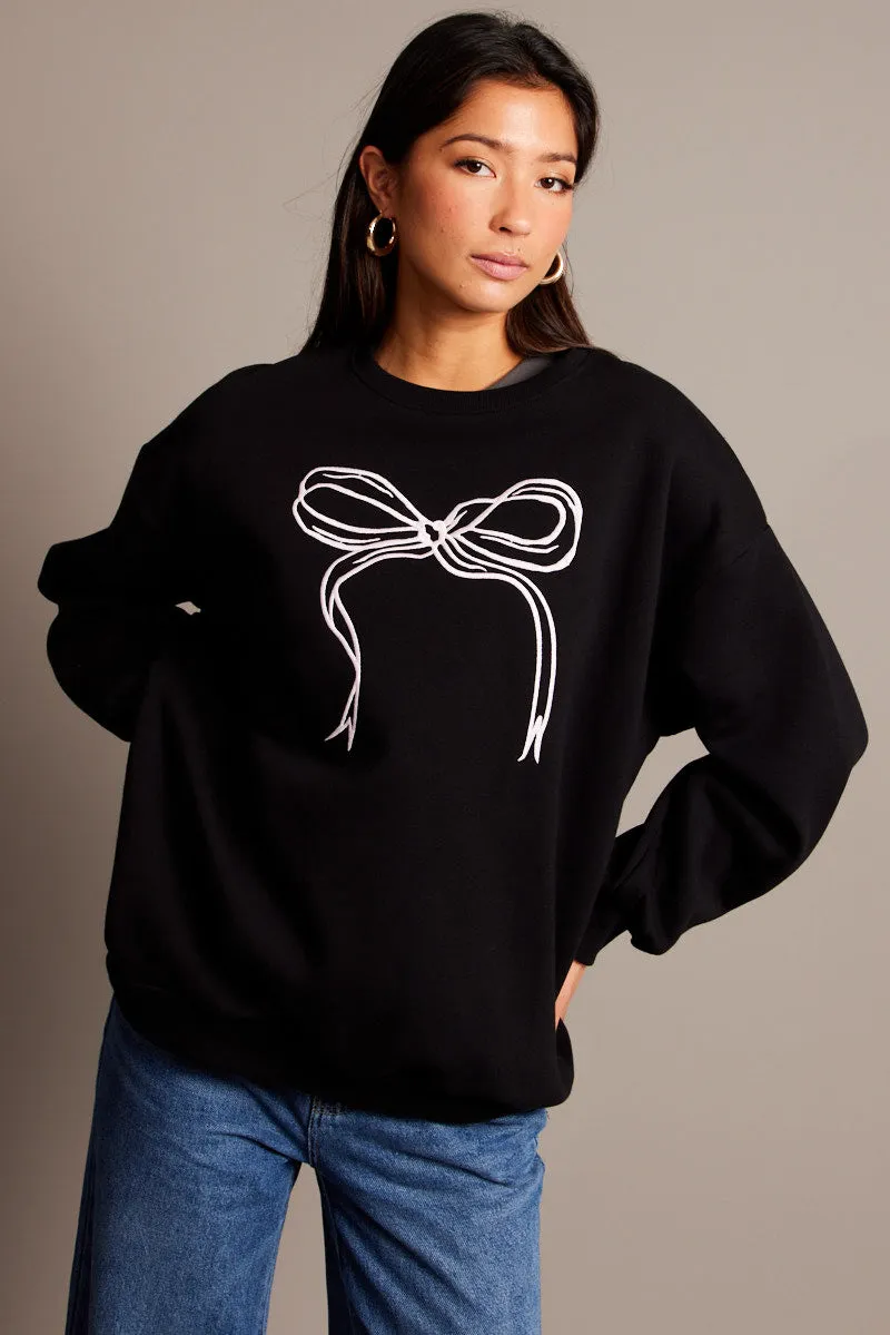 Black Graphic Sweater Long Sleeve sold by Ally Fashion product image thumbnail 3