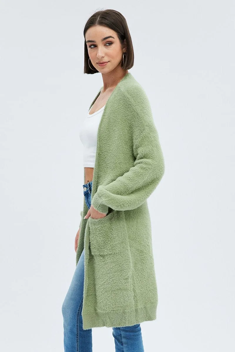 Green Longline Cardigan Fluffy sold by Ally Fashion product image thumbnail 4