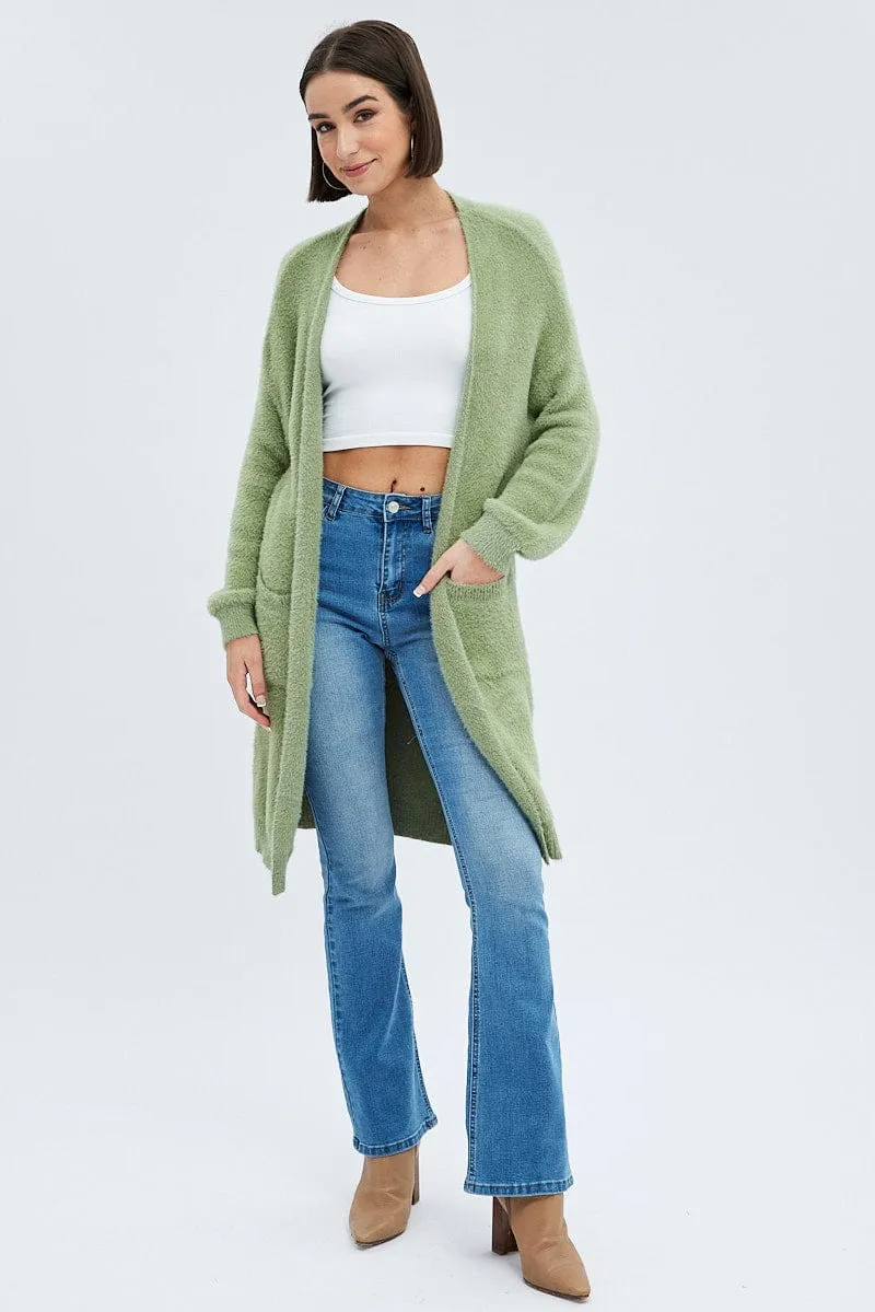 Green Longline Cardigan Fluffy sold by Ally Fashion product image thumbnail 2