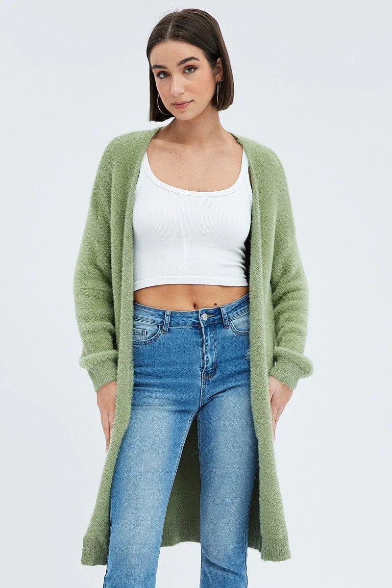 Green Longline Cardigan Fluffy sold by Ally Fashion product image thumbnail 3