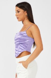 Purple Satin Cami Sleeveless Diamante Strap sold by Ally Fashion