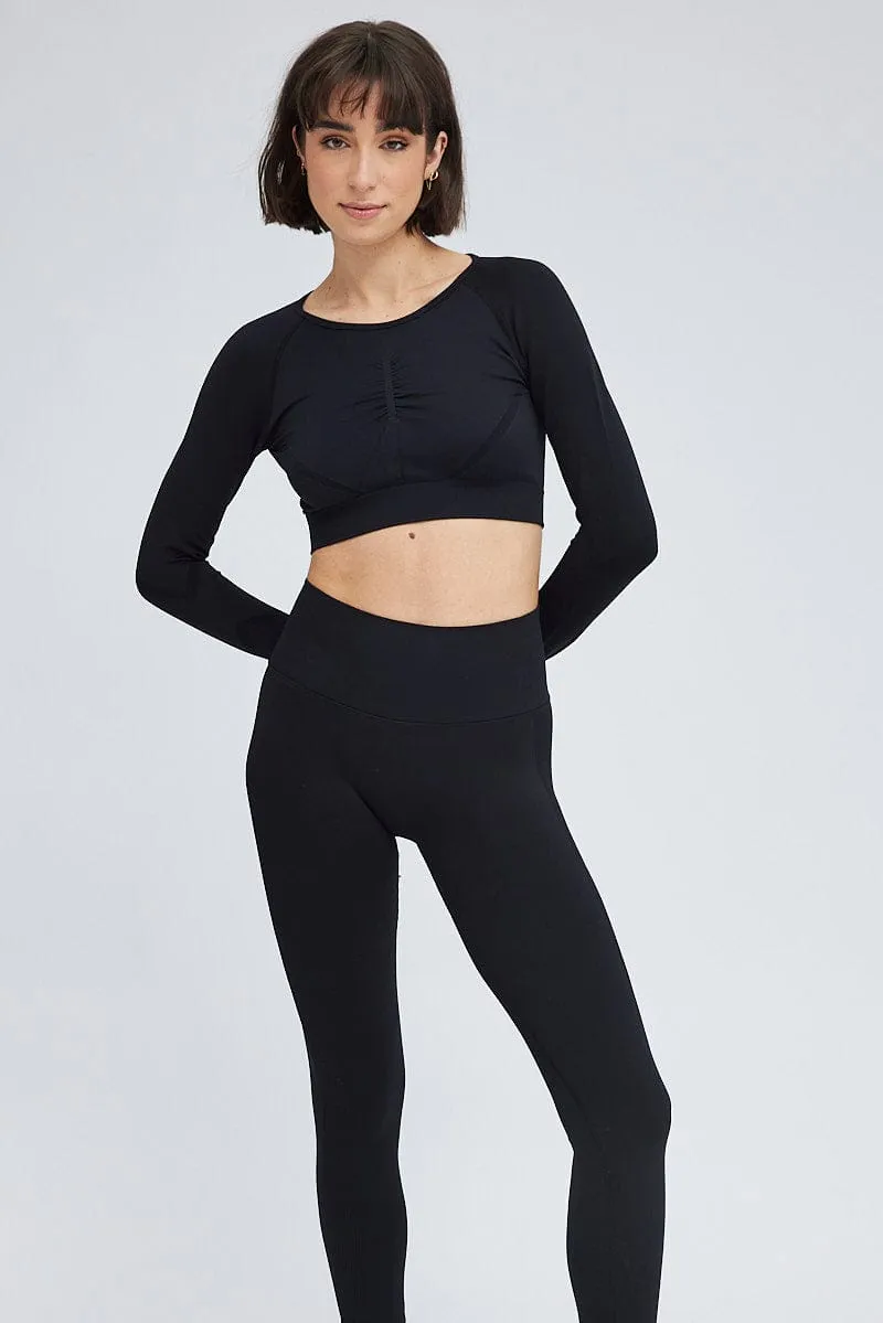 Black Seamless Top And Legging Activewear Set sold by Ally Fashion product image thumbnail 2