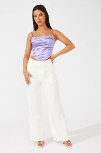 Purple Satin Cami Sleeveless Diamante Strap sold by Ally Fashion