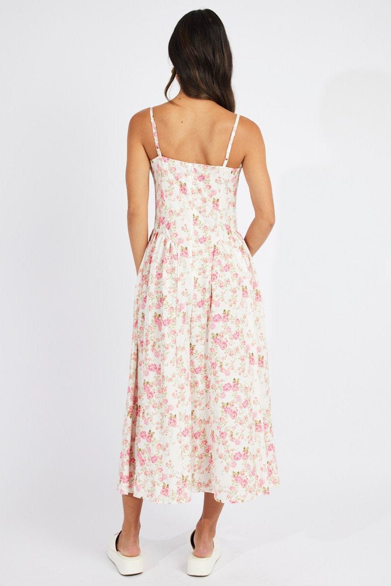 Pink Floral Midi Dress Sleeveless sold by Ally Fashion product image thumbnail 5