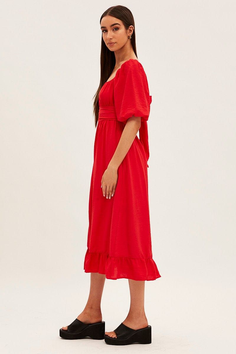 Red Evening Square Neck Maxi Dress sold by Ally Fashion product image thumbnail 4