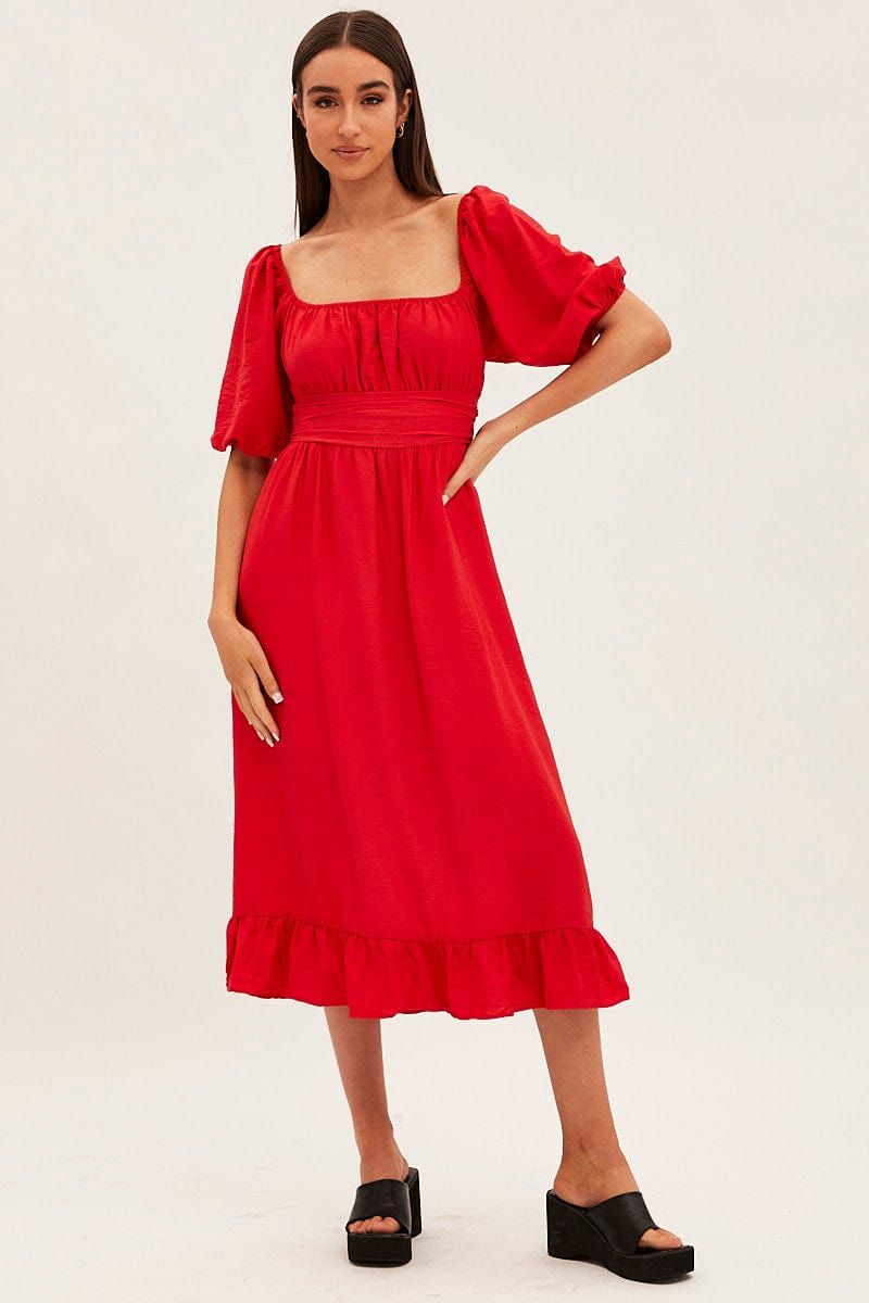 Red Evening Square Neck Maxi Dress sold by Ally Fashion product image thumbnail 2