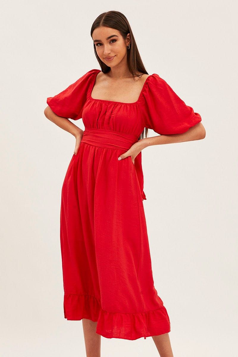Red Evening Square Neck Maxi Dress sold by Ally Fashion product image thumbnail 3