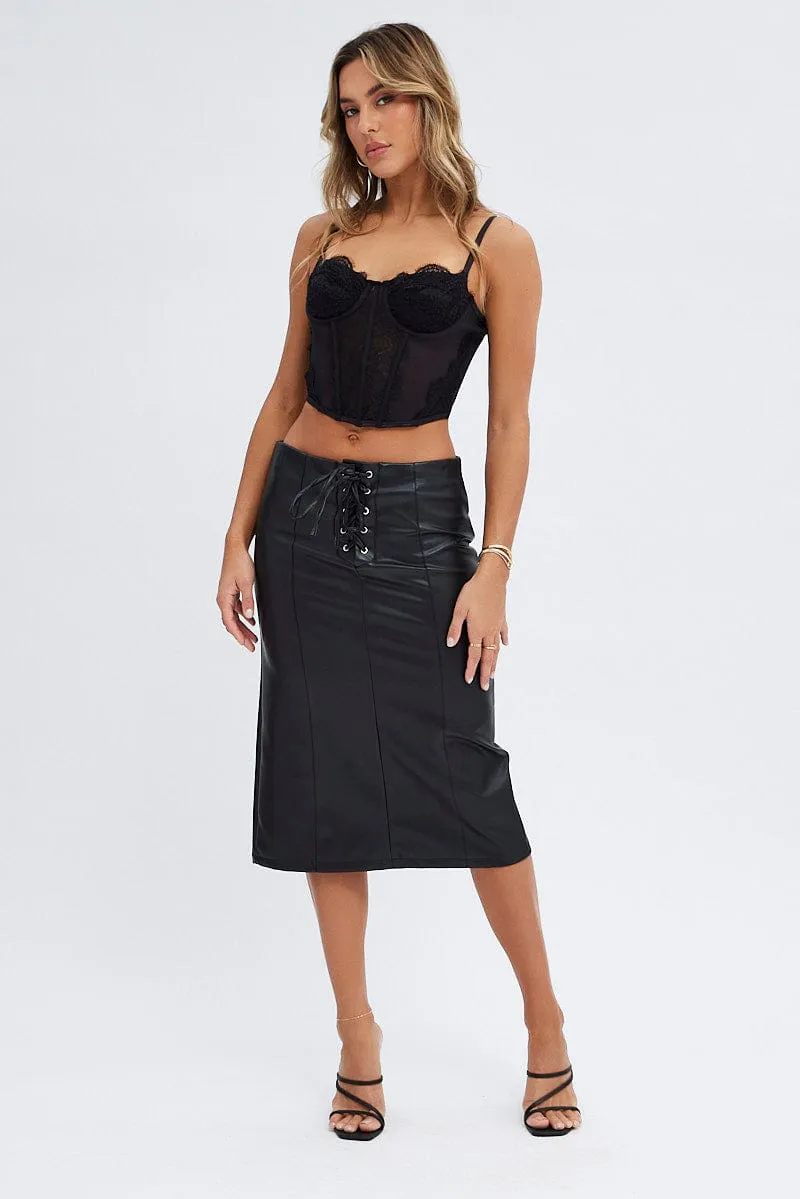 Black Crop Top Sleeveless Sweetheart Neckline Cami Lace sold by Ally Fashion product image thumbnail 2