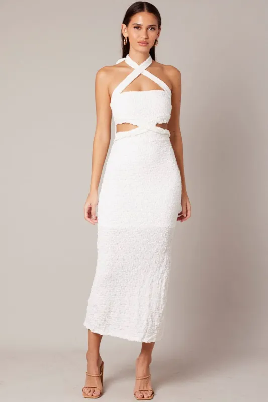White Bodycon Dress Sleeveless Textured sold by Ally Fashion