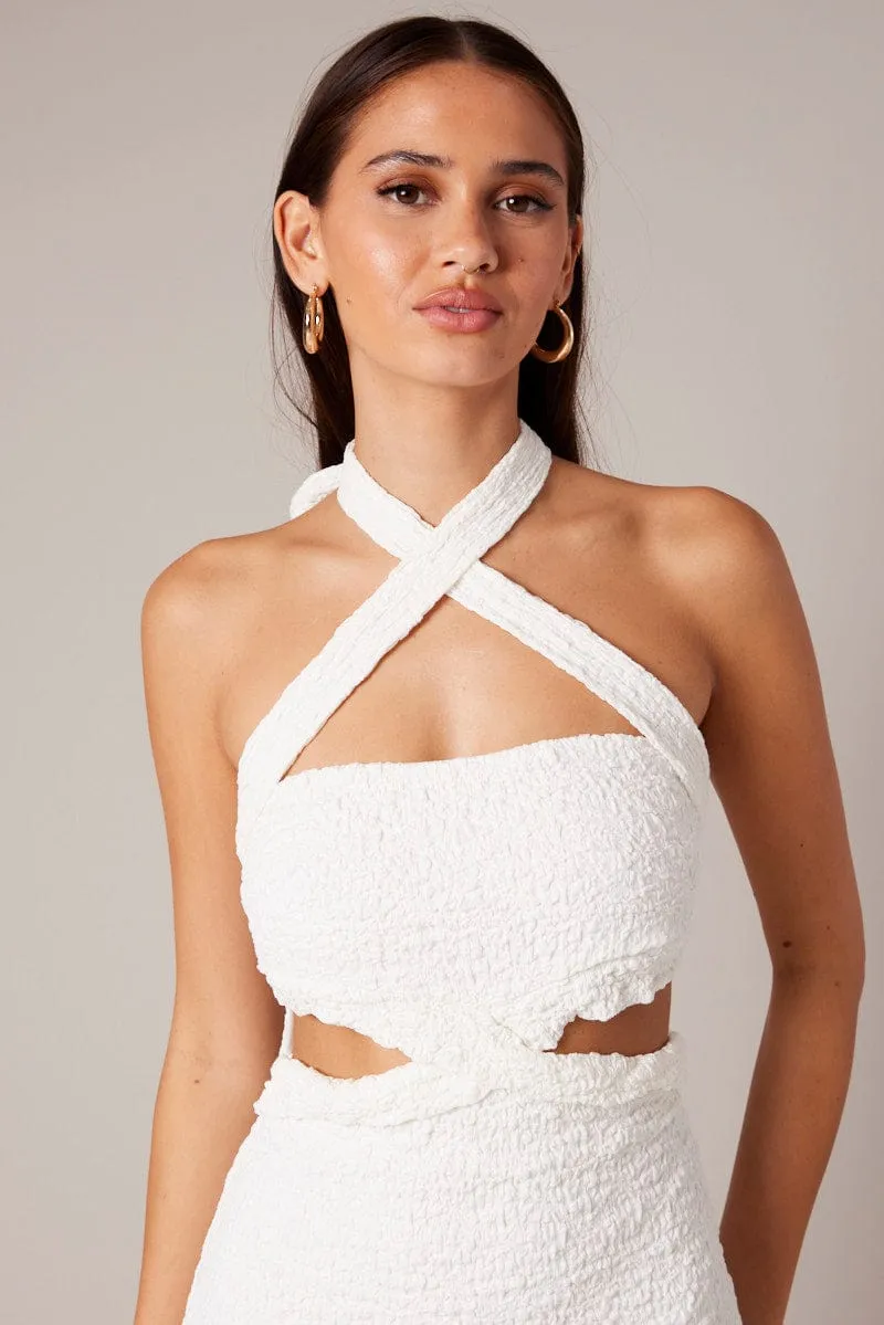 White Bodycon Dress Sleeveless Textured sold by Ally Fashion product image thumbnail 2