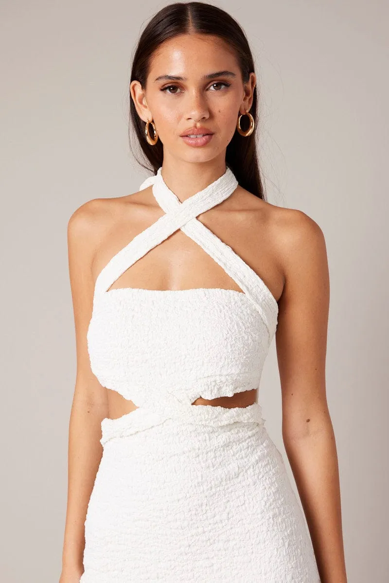 White Bodycon Dress Sleeveless Textured sold by Ally Fashion product image thumbnail 3
