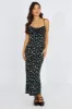 Black Floral Midi Dress Gathered Bust Eyelet Fabric sold by Ally Fashion