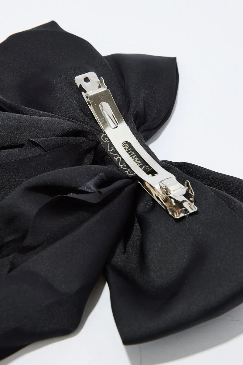 Black Large Bow Hair Clip sold by Ally Fashion product image thumbnail 4