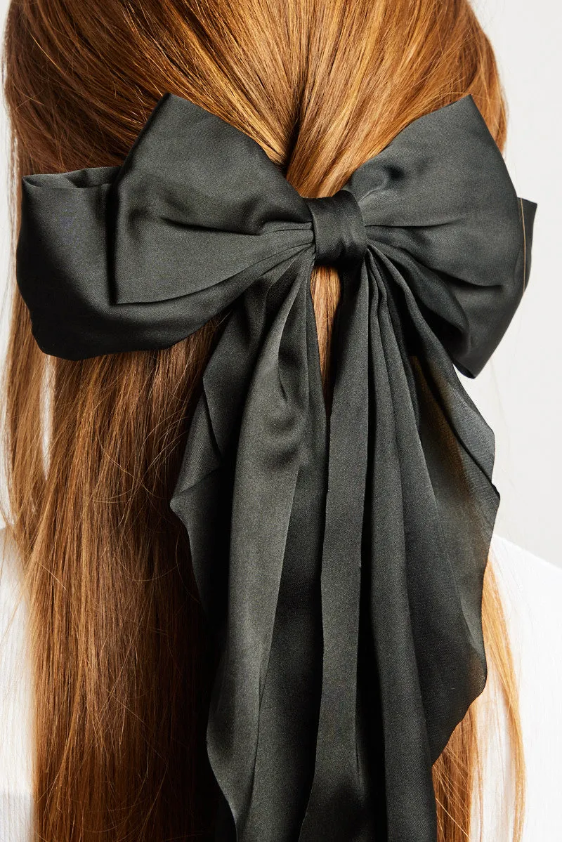 Black Large Bow Hair Clip sold by Ally Fashion product image thumbnail 2