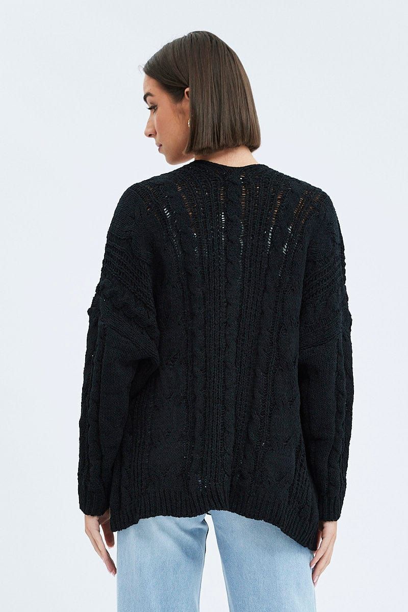 Black Longline Cable Knit Cardigan sold by Ally Fashion product image thumbnail 5