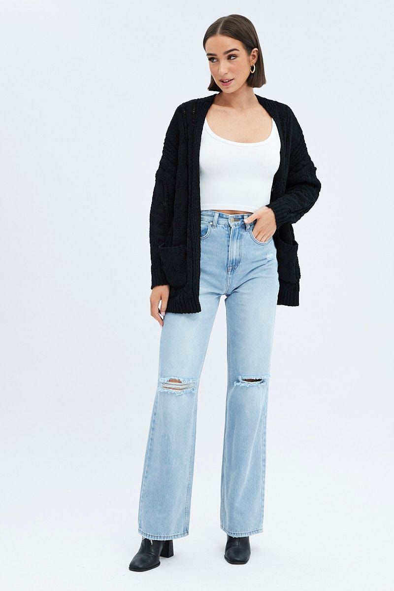 Black Longline Cable Knit Cardigan sold by Ally Fashion product image thumbnail 2