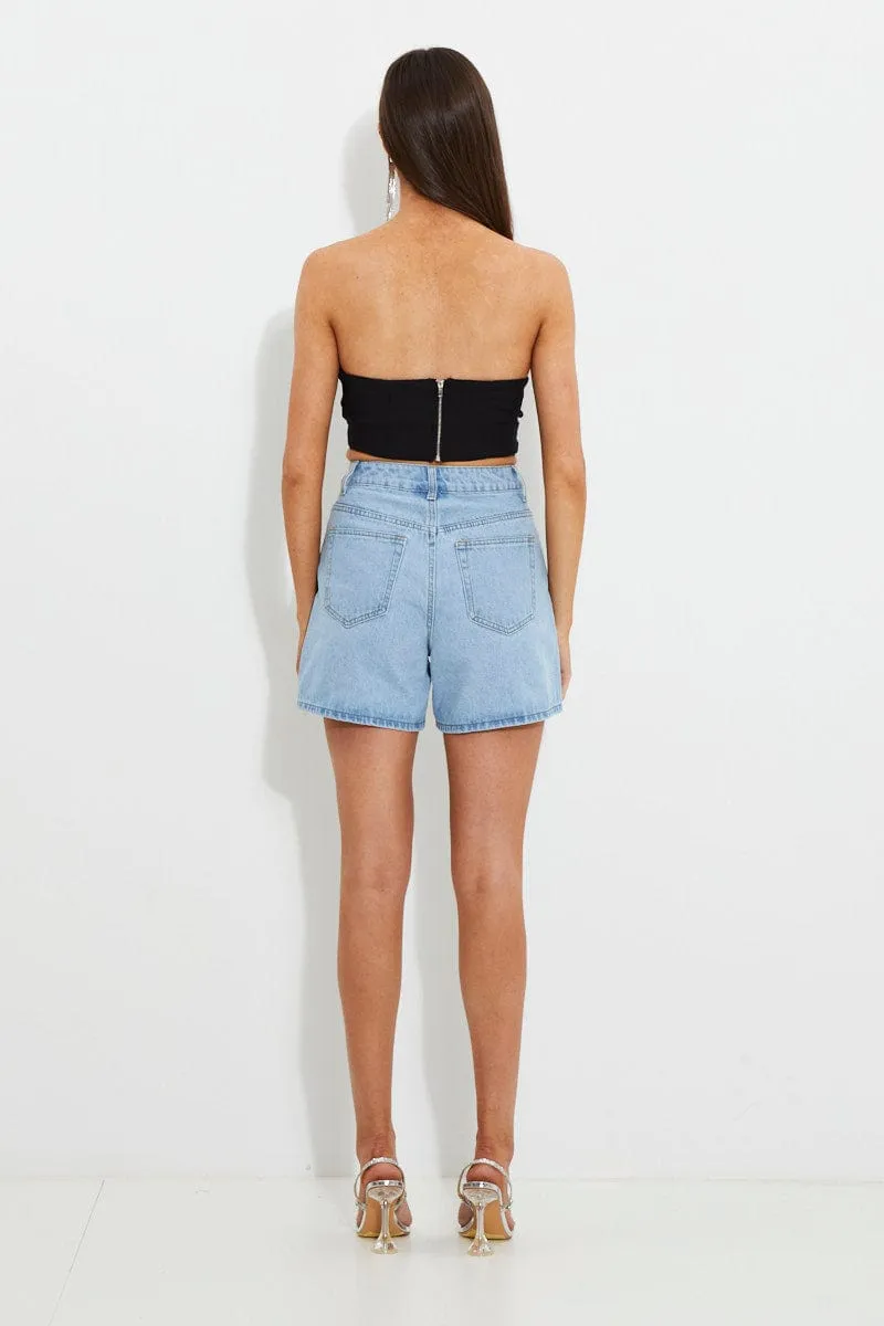Black Designer Asymmetric Bandeau Crop Top sold by Ally Fashion product image thumbnail 5