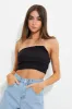 Black Designer Asymmetric Bandeau Crop Top sold by Ally Fashion