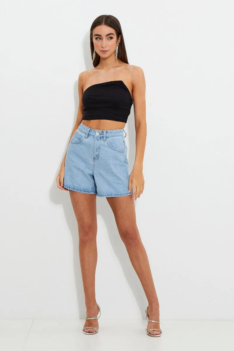 Black Designer Asymmetric Bandeau Crop Top sold by Ally Fashion product image thumbnail 3