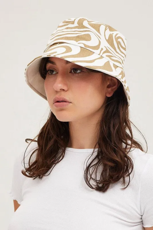 Beige Graphic Bucket Hat sold by Ally Fashion