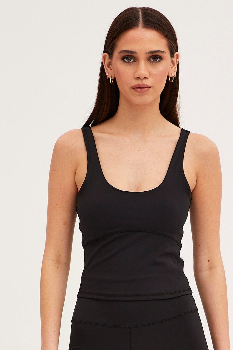 Black Tank Top Sleeveless Underseam Activewear sold by Ally Fashion product image thumbnail 3