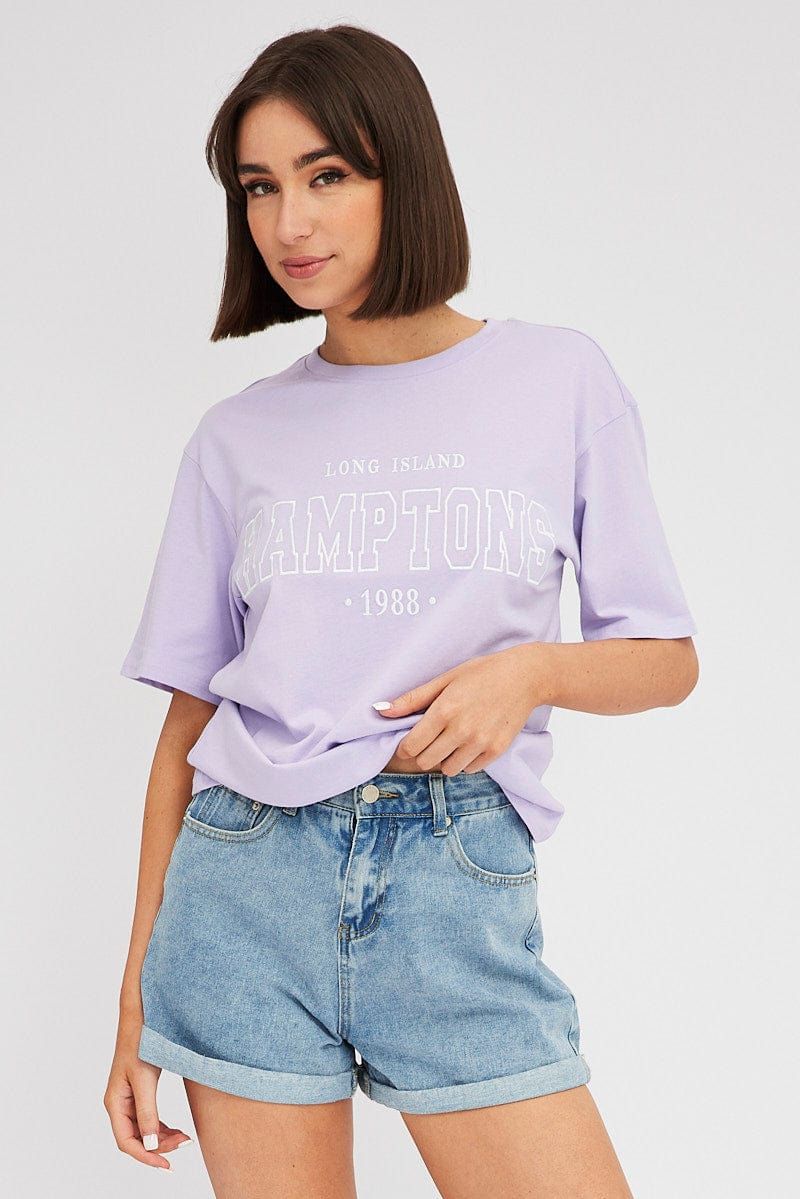 Purple Graphic Tee Short Sleeve sold by Ally Fashion