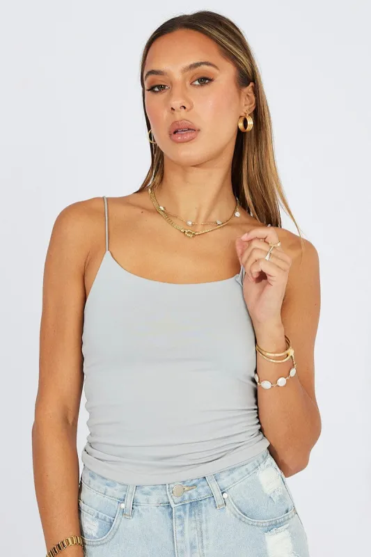 Grey Singlet Top Round Neck Supersoft sold by Ally Fashion
