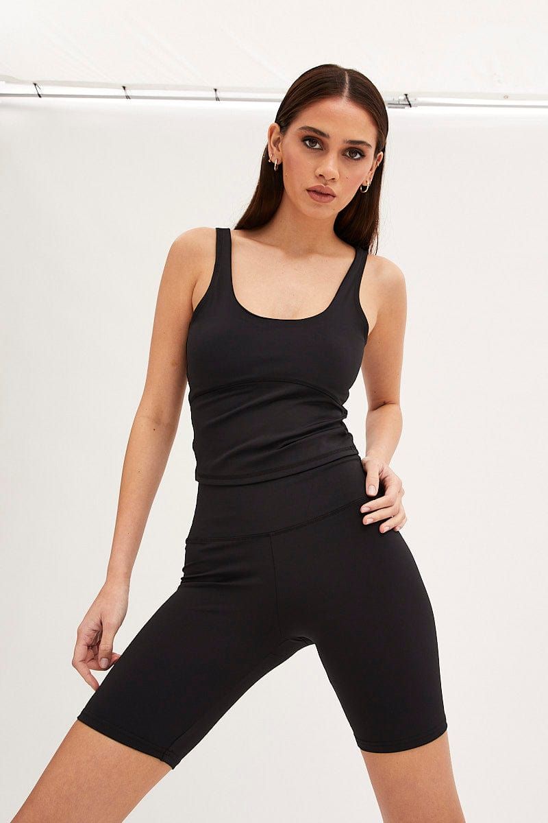 Black Tank Top Sleeveless Underseam Activewear sold by Ally Fashion