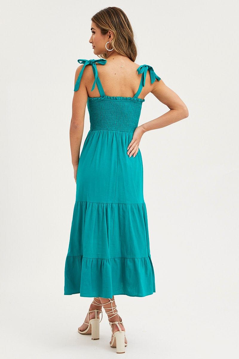 Blue Maxi Dress Sleeveless Tie Shoulder Square Neck sold by Ally Fashion product image thumbnail 5