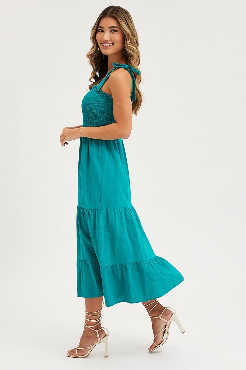 Blue Maxi Dress Sleeveless Tie Shoulder Square Neck sold by Ally Fashion product image thumbnail 4