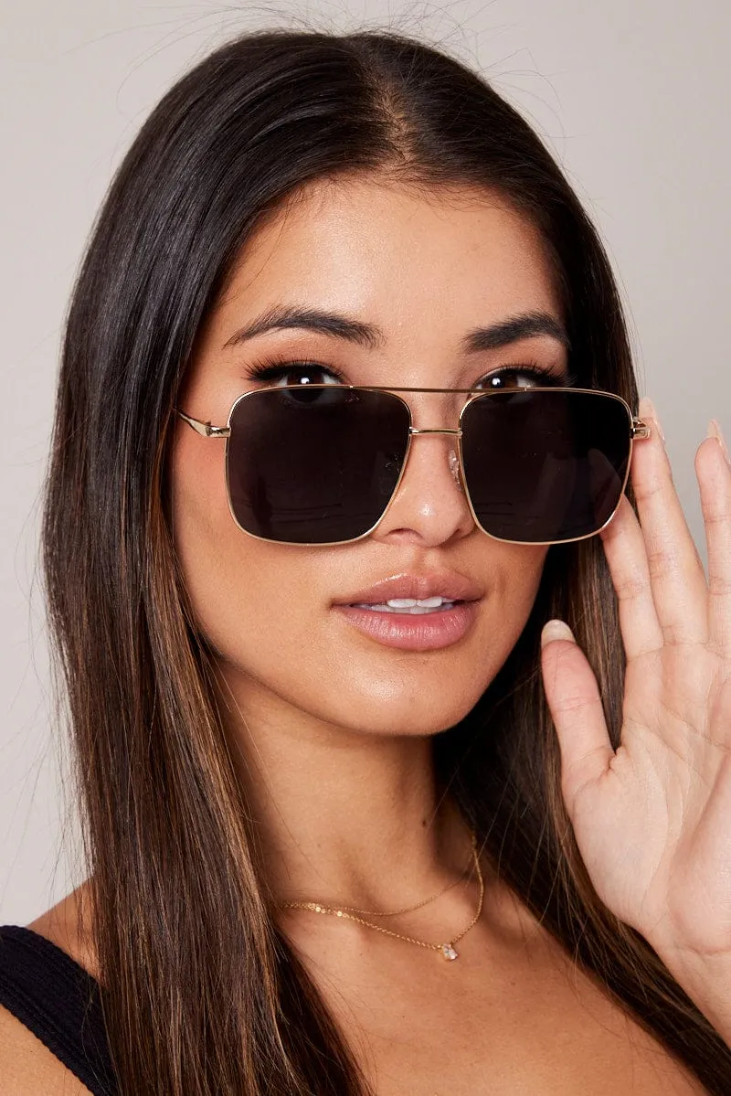 Grey Oversized Metal Frame Sunglasses sold by Ally Fashion