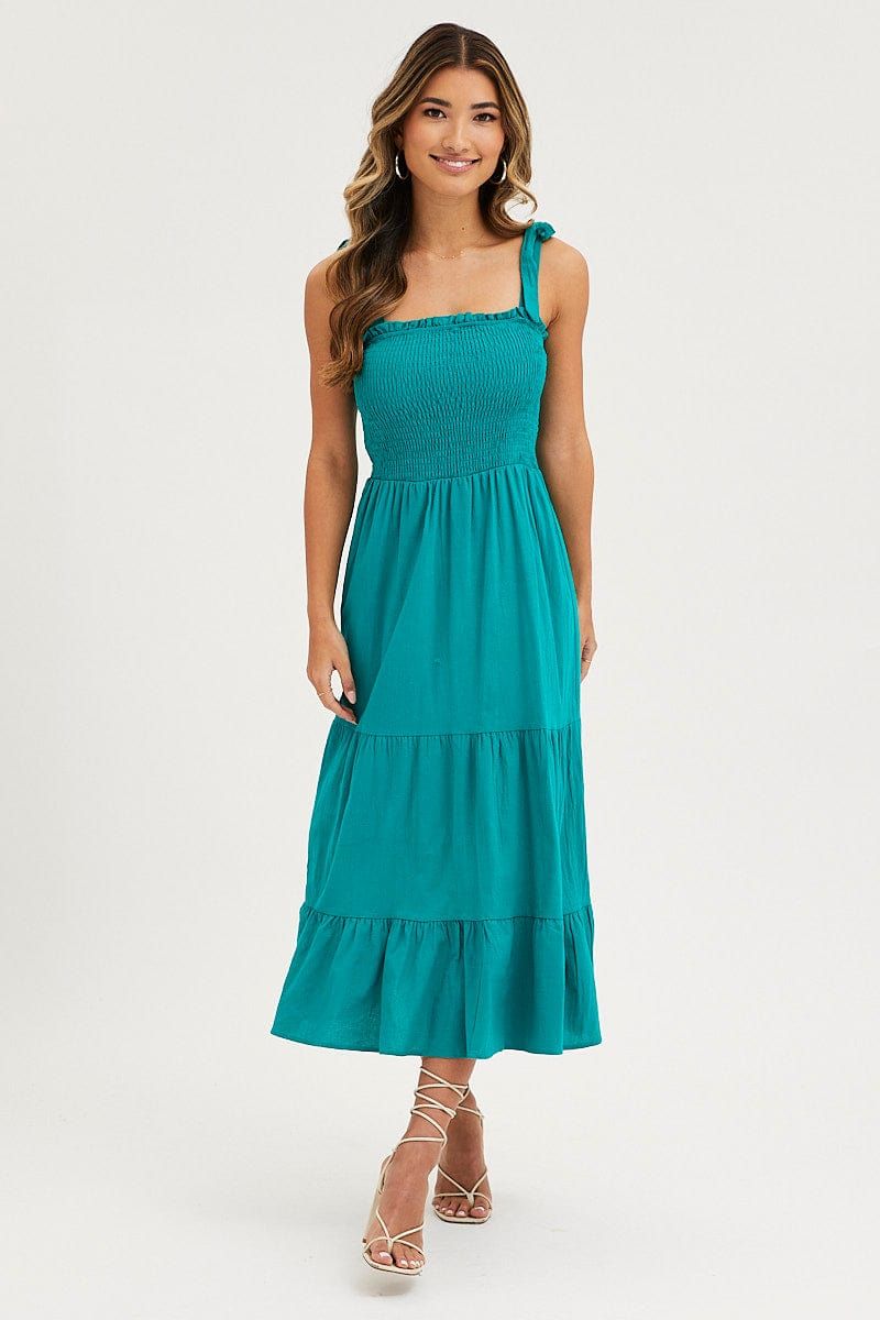 Blue Maxi Dress Sleeveless Tie Shoulder Square Neck sold by Ally Fashion product image thumbnail 3