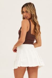 White Mid Rise Pleated Mini Skirt sold by Ally Fashion