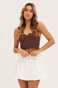 White Mid Rise Pleated Mini Skirt sold by Ally Fashion
