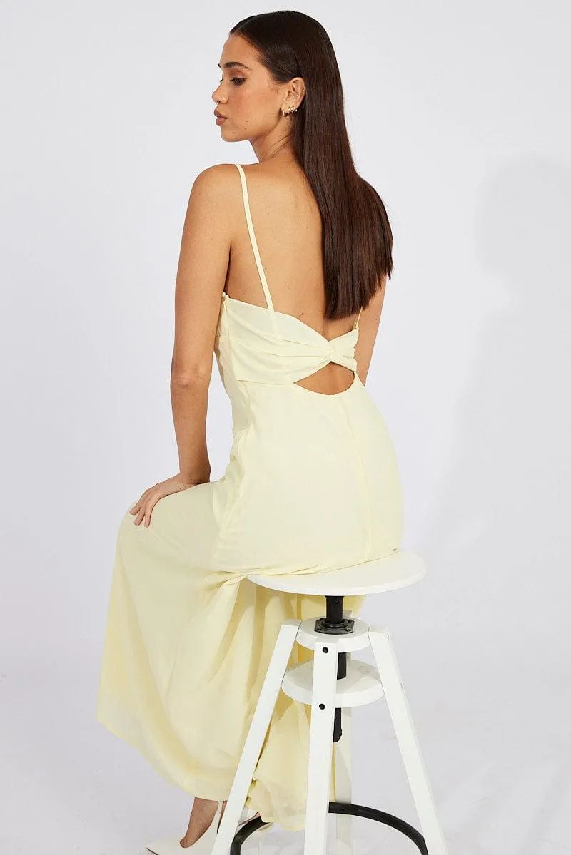 Yellow Maxi Dress Gathered Bust Strappy sold by Ally Fashion