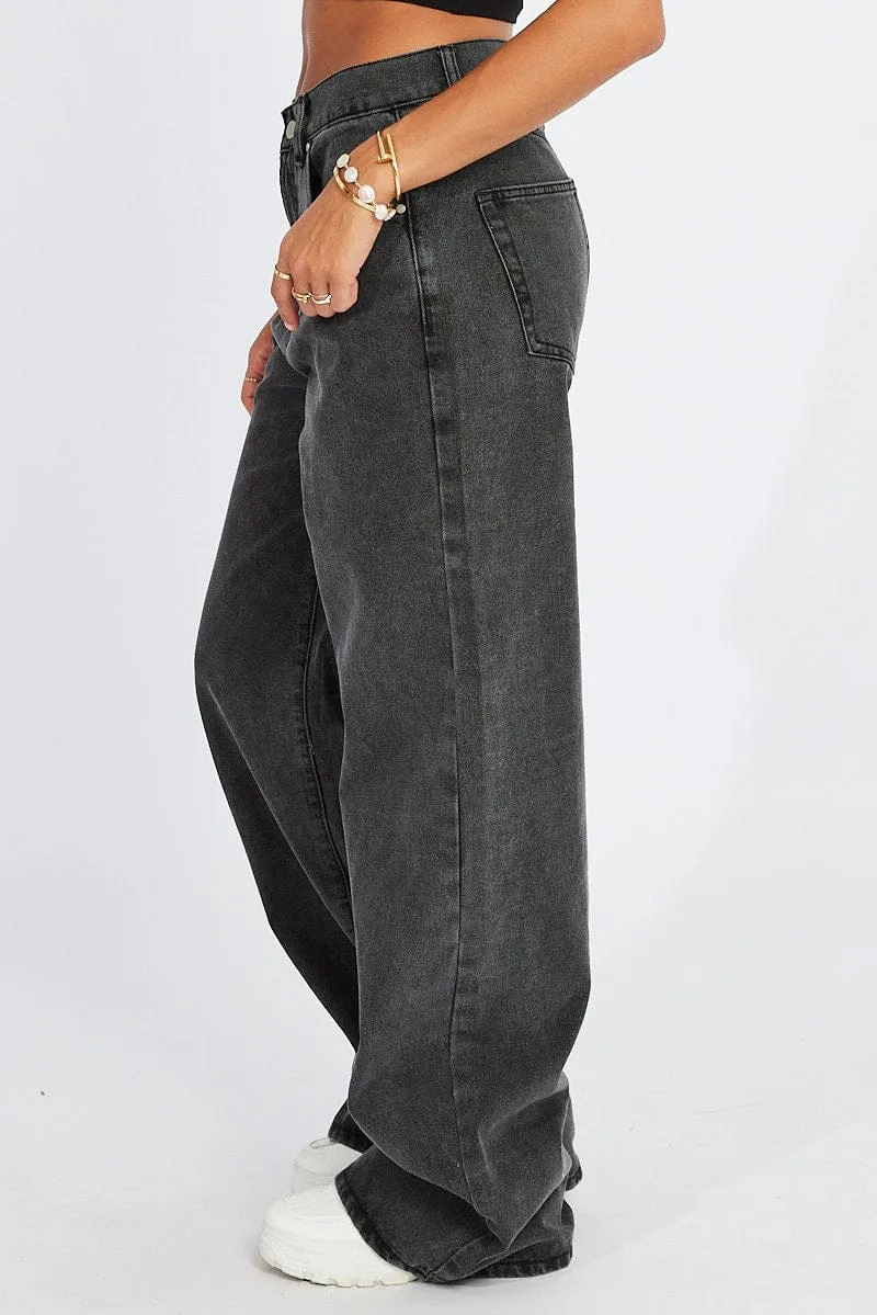 Grey Wide Leg Jean High Rise sold by Ally Fashion product image thumbnail 4