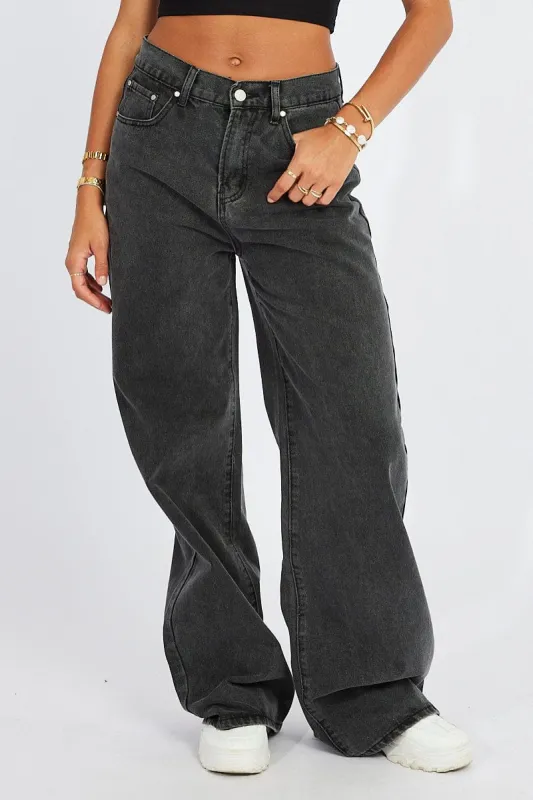 Grey Wide Leg Jean High Rise sold by Ally Fashion