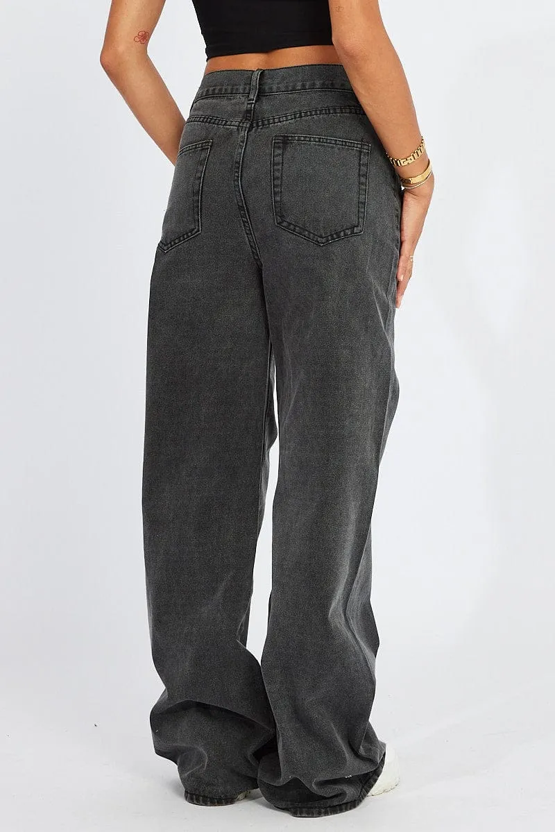 Grey Wide Leg Jean High Rise sold by Ally Fashion product image thumbnail 5