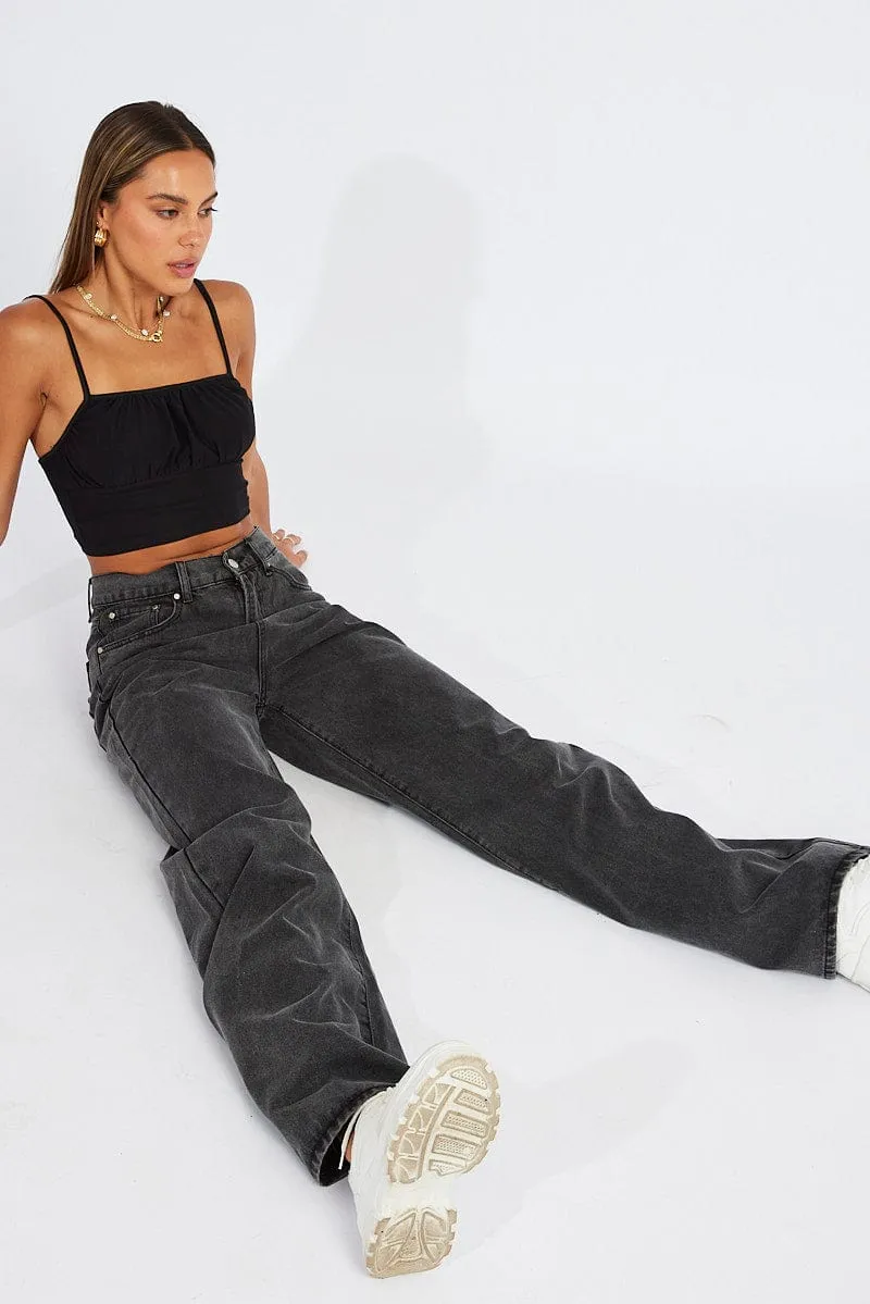 Grey Wide Leg Jean High Rise sold by Ally Fashion product image thumbnail 2