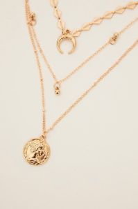 Gold Moon And Coin Charm Layered Necklace sold by Ally Fashion