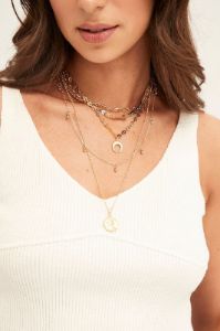 Gold Moon And Coin Charm Layered Necklace sold by Ally Fashion