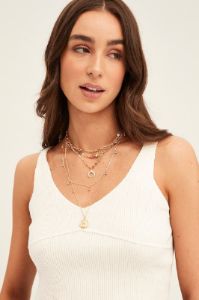 Gold Moon And Coin Charm Layered Necklace sold by Ally Fashion