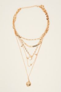 Gold Moon And Coin Charm Layered Necklace sold by Ally Fashion