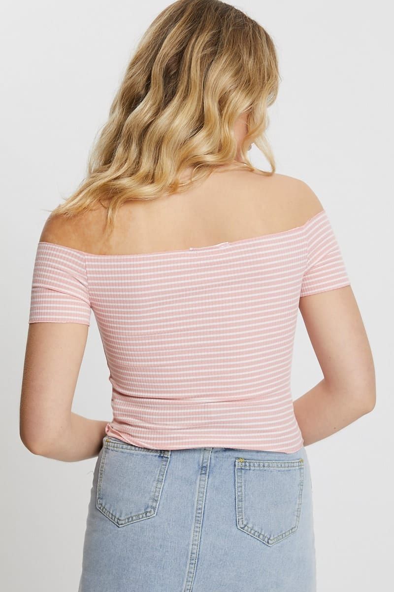 Stripe Ruched Front Stripe Bardot Top sold by Ally Fashion product image thumbnail 3