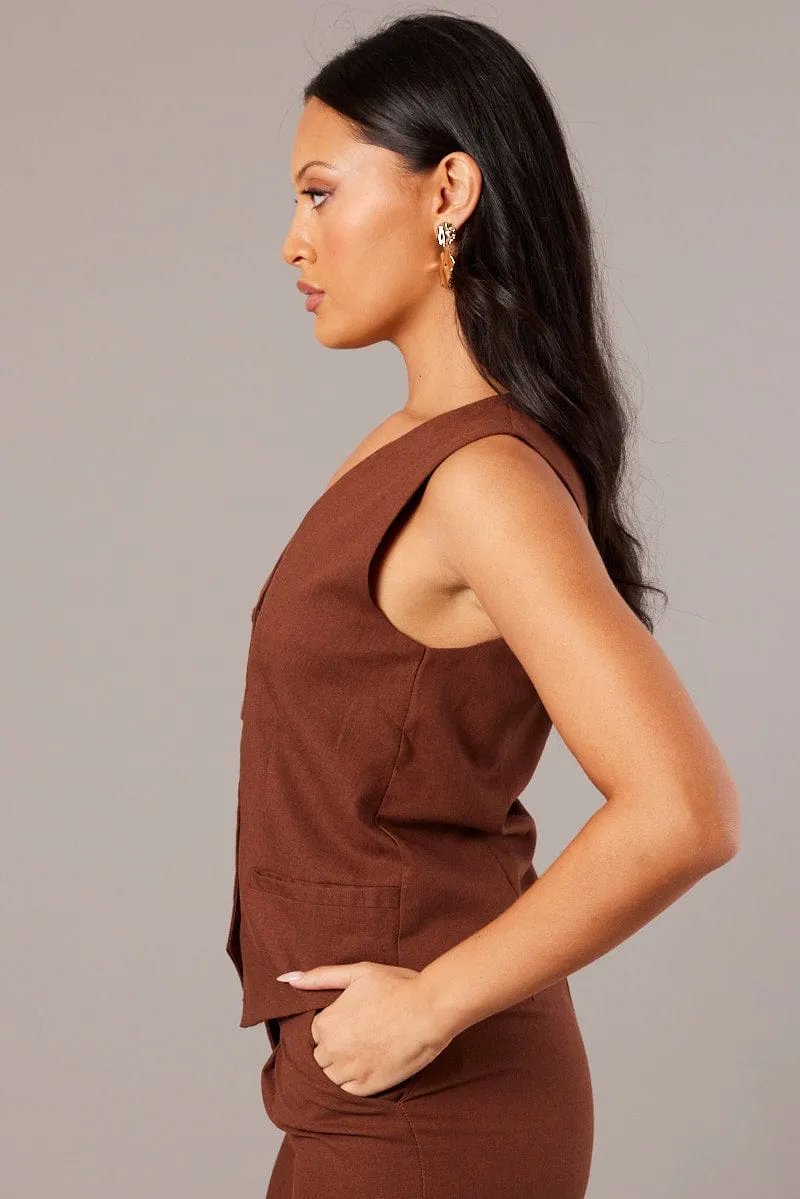 Brown Vest Sleeveless sold by Ally Fashion product image thumbnail 4