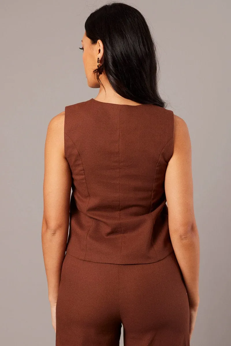 Brown Vest Sleeveless sold by Ally Fashion product image thumbnail 5