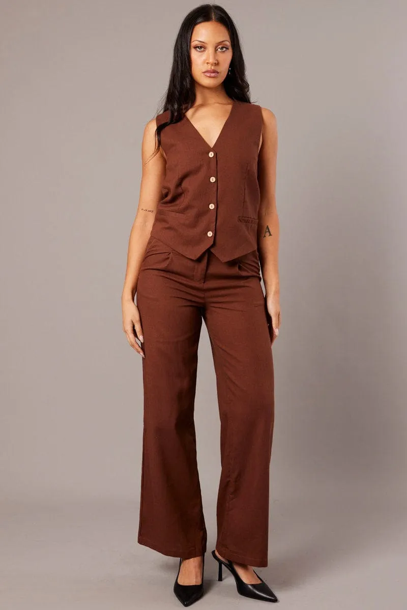 Brown Vest Sleeveless sold by Ally Fashion product image thumbnail 2