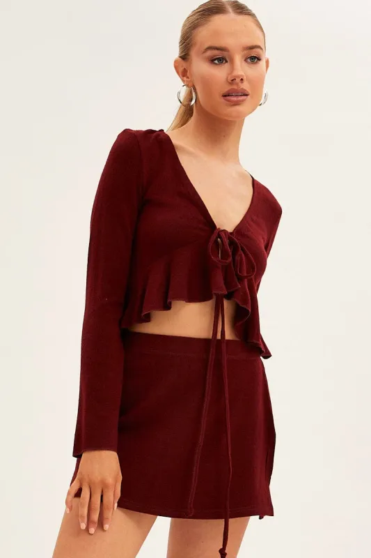 Brown Mini Skirt Low Rise sold by Ally Fashion